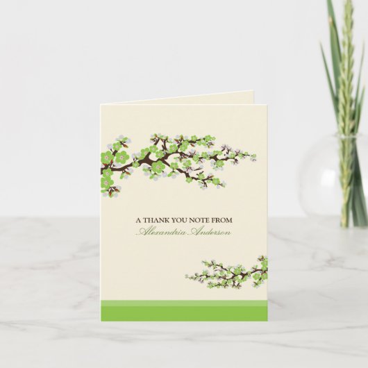 Cherry Blossom Custom Bedankt (groen) (Voorkant)