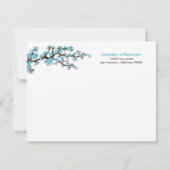 Cherry Blossom Custom Flat Note-kaarten (aqua) Notitiekaartje (Voorkant)