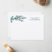 Cherry Blossom Custom Flat Note-kaarten (aqua) Notitiekaartje (Voorkant / Achterkant in situ)