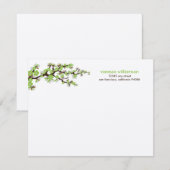 Cherry Blossom Custom Flat Note-kaarten (groen) Notitiekaartje (Voorkant / Achterkant)