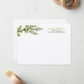 Cherry Blossom Custom Flat Note-kaarten (groen) Notitiekaartje (Voorkant / Achterkant in situ)