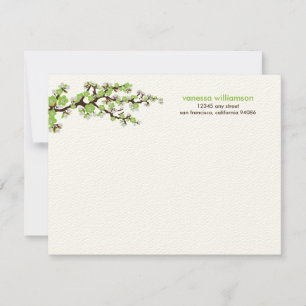 Cherry Blossom Custom Flat Note-kaarten (groen) Notitiekaartje