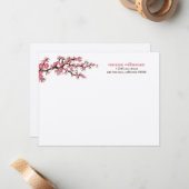 Cherry Blossom Custom Flat Note-kaarten (roze) Notitiekaartje (Voorkant / Achterkant in situ)