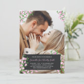 Cherry Blossom Custom Foto Bruiloft Kaart (Staand voorkant)