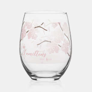 Cherry Blossom Custom Ingesteld Jaar Wijnglas Zonder Voet