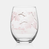 Cherry Blossom Custom Ingesteld Jaar Wijnglas Zonder Voet (Achterkant)