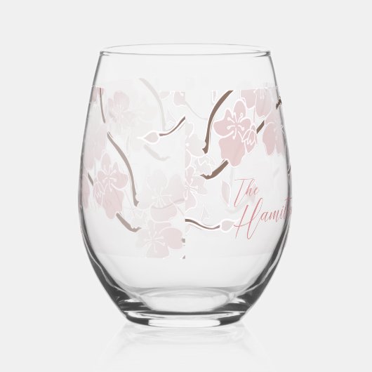 Cherry Blossom Custom Ingesteld Jaar Wijnglas Zonder Voet (Rechts)