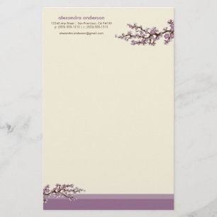 Cherry Blossom Custom Stationery (lavender) Briefpapier
