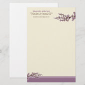 Cherry Blossom Custom Stationery (lavender) Briefpapier (Voorkant / Achterkant)