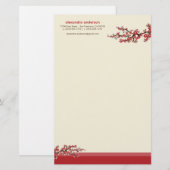 Cherry Blossom Custom Stationery (rood) Briefpapier (Voorkant / Achterkant)