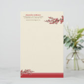 Cherry Blossom Custom Stationery (rood) Briefpapier (Staand voorkant)