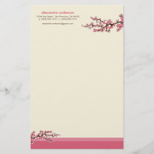 Cherry Blossom Custom Stationery (roze) Briefpapier