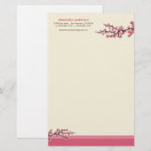 Cherry Blossom Custom Stationery (roze) Briefpapier (Voorkant / Achterkant)