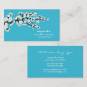 Cherry Blossom Custom Visitekaartjes (aqua) (Voorkant / Achterkant)