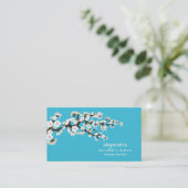 Cherry Blossom Custom Visitekaartjes (aqua) (Staand voorkant)