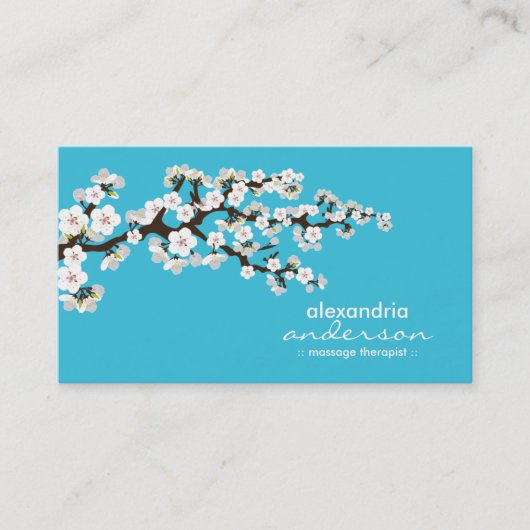 Cherry Blossom Custom Visitekaartjes (aqua) (Voorkant)