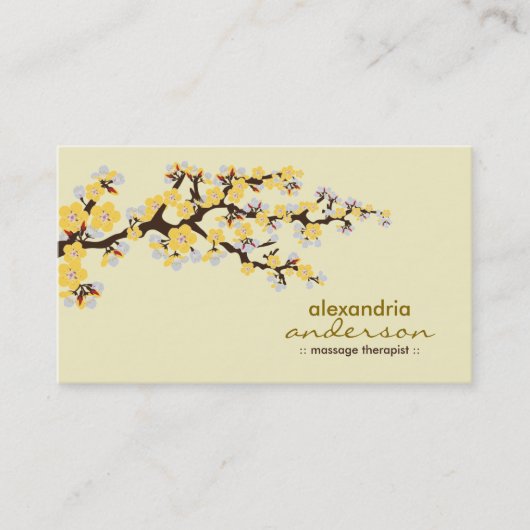 Cherry Blossom Custom Visitekaartjes (geel) (Voorkant)