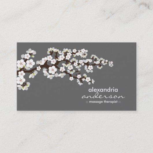 Cherry Blossom Custom Visitekaartjes (grijs) (Voorkant)