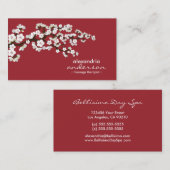 Cherry Blossom Custom Visitekaartjes (rood) (Voorkant / Achterkant)