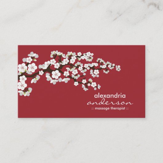 Cherry Blossom Custom Visitekaartjes (rood) (Voorkant)