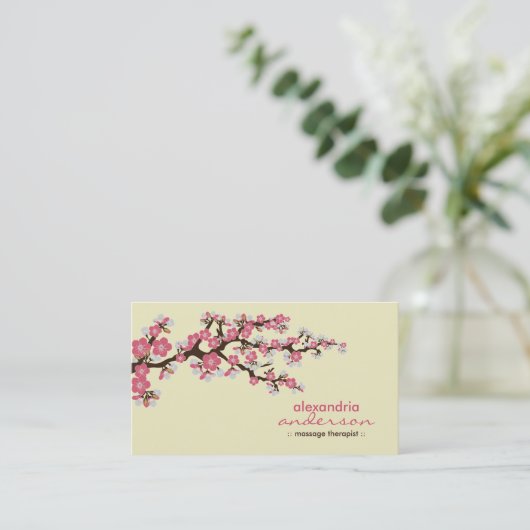 Cherry Blossom Custom Visitekaartjes (roze) (Staand voorkant)