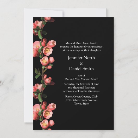 Cherry Blossom Custom Wedding Invitations Kaart (Voorkant)