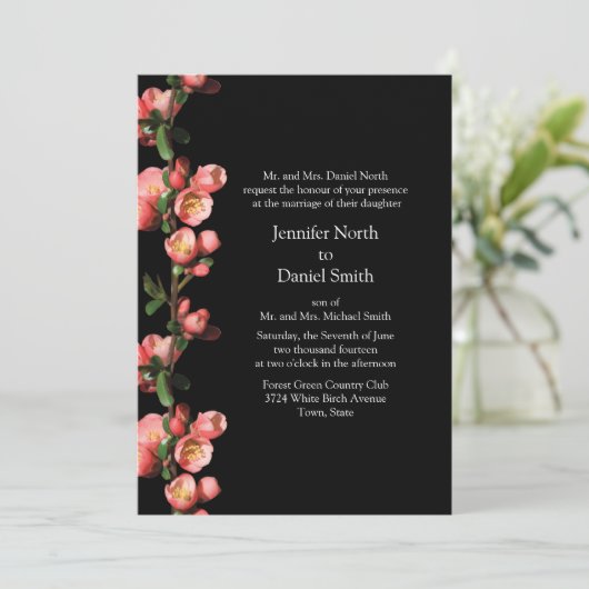 Cherry Blossom Custom Wedding Invitations Kaart (Staand voorkant)