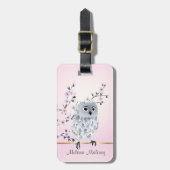 Cherry Blossom Cute Owl Bagagelabel (Voorkant verticaal)