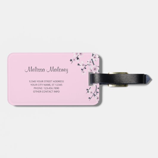 Cherry Blossom Cute Owl Bagagelabel (Achterkant horizontaal)