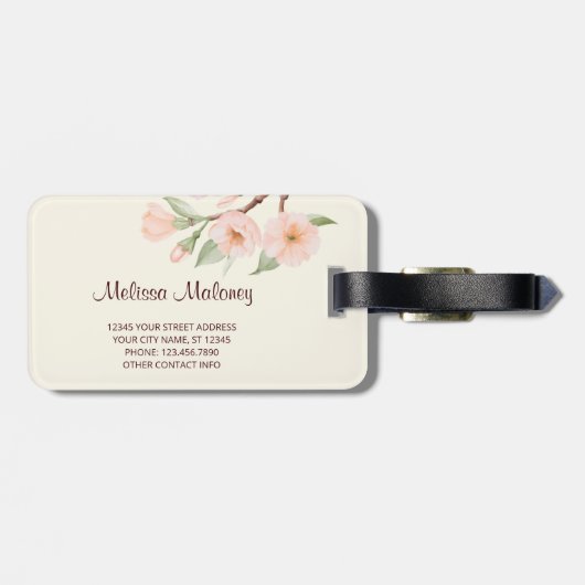 Cherry Blossom Cute Owl Bagagelabel (Achterkant horizontaal)