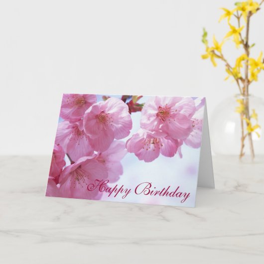 Cherry Blossom D1  Birthday Kaart (Gele Bloem)