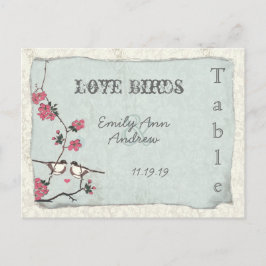 Cherry Blossom Damask Wedding Table Number Briefkaart