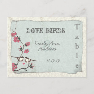 Cherry Blossom Damask Wedding Table Number Briefkaart
