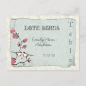  Cherry Blossom Damask Wedding Table Number Briefkaart (Achterkant)