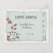  Cherry Blossom Damask Wedding Table Number Briefkaart (Voorkant)