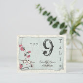  Cherry Blossom Damask Wedding Table Number Briefkaart (Staand voorkant)