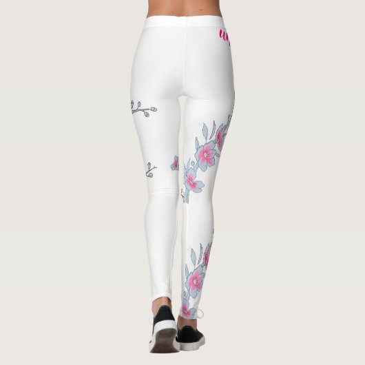 Cherry blossom dames roze broek leggings (Achterkant)