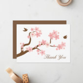 Cherry Blossom Dank je wel Notitiekaartje (Voorkant / Achterkant in situ)