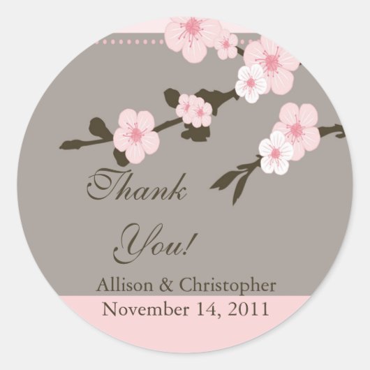 Cherry Blossom Dank u bruiloft Sticker (Voorkant)