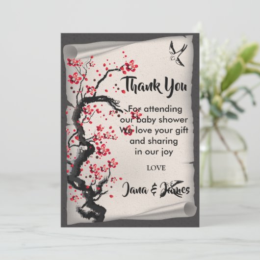 Cherry Blossom dank u Kaart (Staand voorkant)