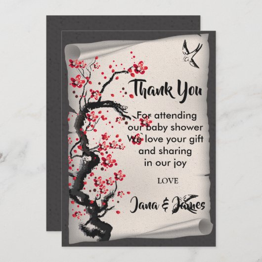  Cherry Blossom dank u Kaart (Voorkant / Achterkant)