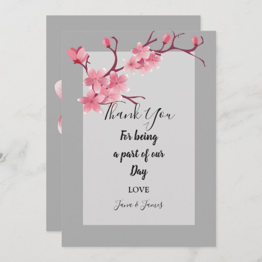 Cherry Blossom dank u Kaart (Voorkant / Achterkant)