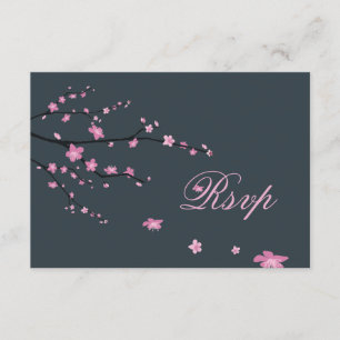 Cherry Blossom Dark RSVP-kaarten voor huwelijk RSVP Kaartje