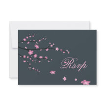 Cherry Blossom Dark RSVP-kaarten voor huwelijk