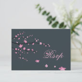 Cherry Blossom Dark RSVP-kaarten voor huwelijk RSVP Kaartje (Staand voorkant)