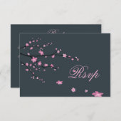 Cherry Blossom Dark RSVP-kaarten voor huwelijk RSVP Kaartje (Voorkant / Achterkant)