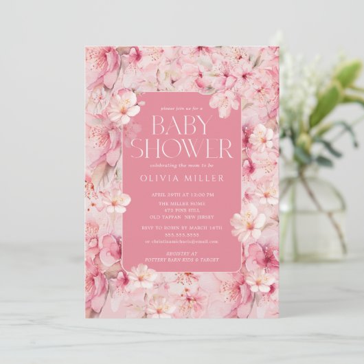 Cherry Blossom Delight Baby Douche Uitnodigingen (Staand voorkant)