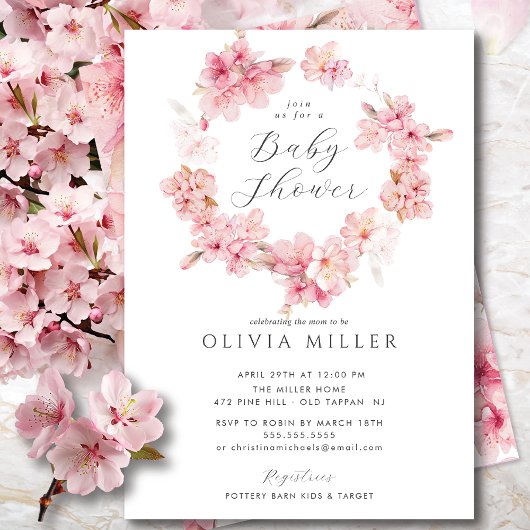 Cherry Blossom Delight Baby shower Invitation Kaart