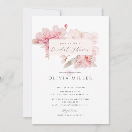 Cherry Blossom Delight Bridal Shower Uitnodiging (Voorkant)