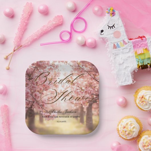 Cherry Blossom Delight Bridal Shower Uitnodiging Papieren Bordje (Feest)